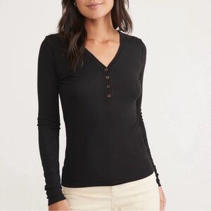 Marine Layer Lexi Rib V-Neck Long Sleeve Henley